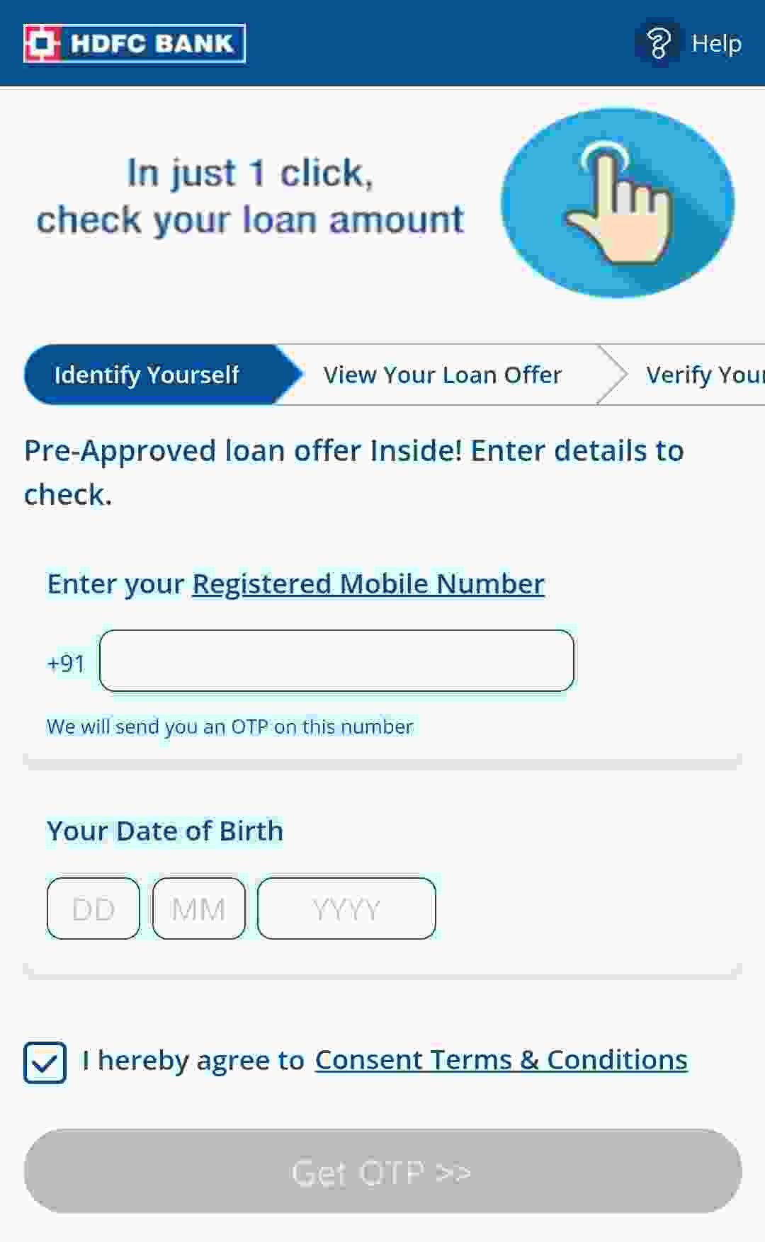 Online HDFC Bank Pre Approved Personal Loan
