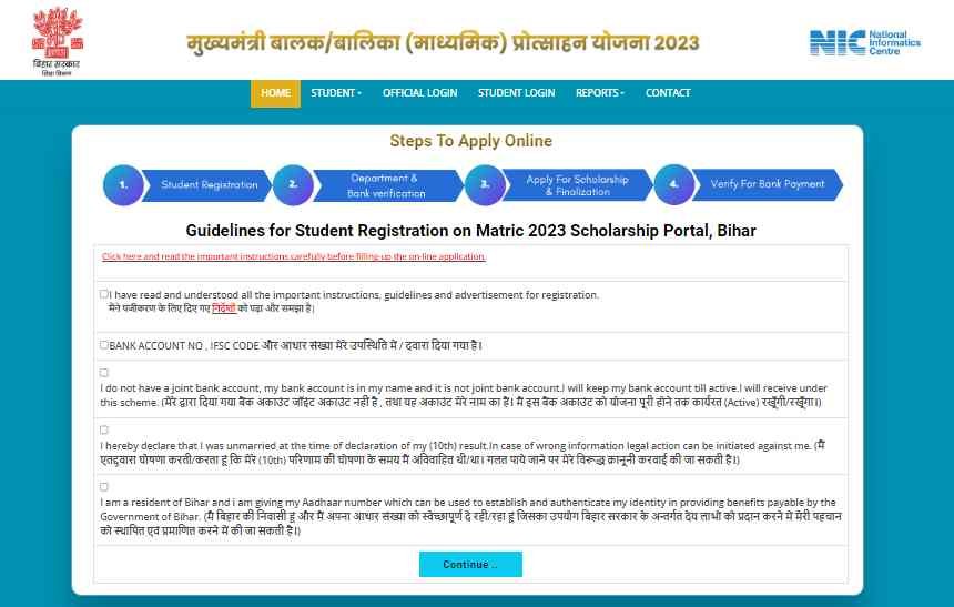 Bihar Board 1st Division 10th Scholarship 2023