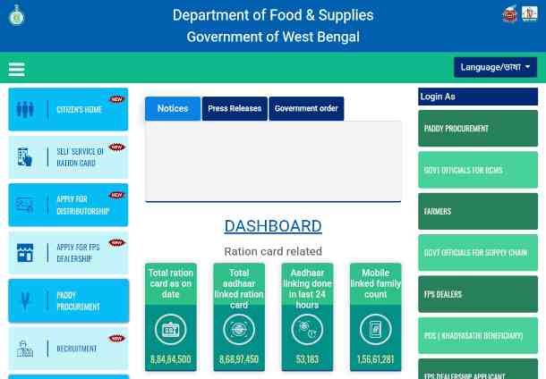 Ration Card eKYC Status Check Online