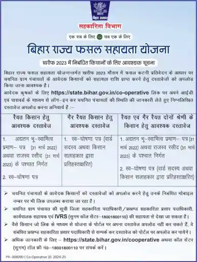 Bihar Fasal Bima Kharif 2023 Document Upload