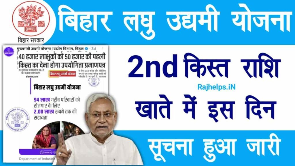 Bihar Laghu Udyami Yojana 2nd Installment 2024