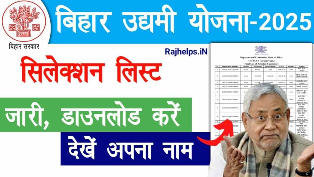 Bihar Udyami Udyami Yojana Selection List 2025