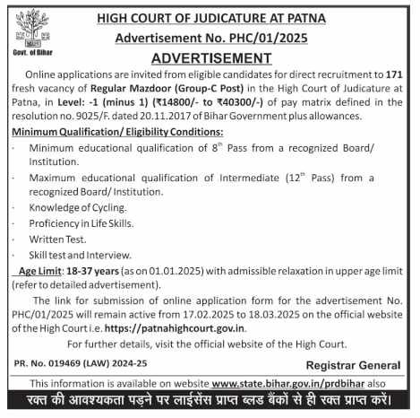 Patna High Court Group C Vacancy 2025