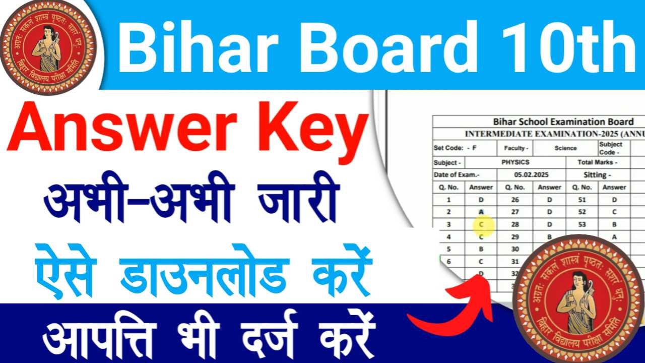 Bihar Board 10th Answer Key 2025