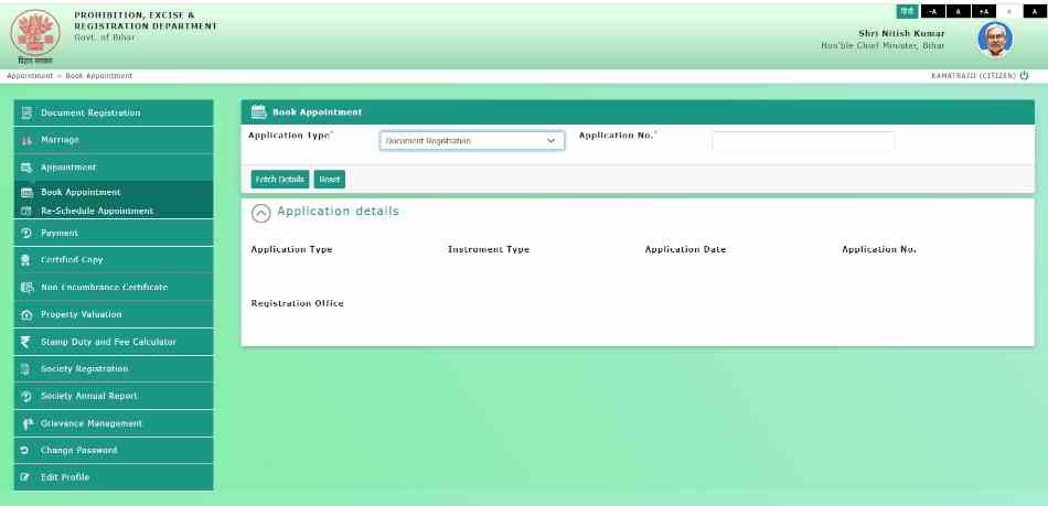 Online Bihar Jamin Registry Appointment Booking