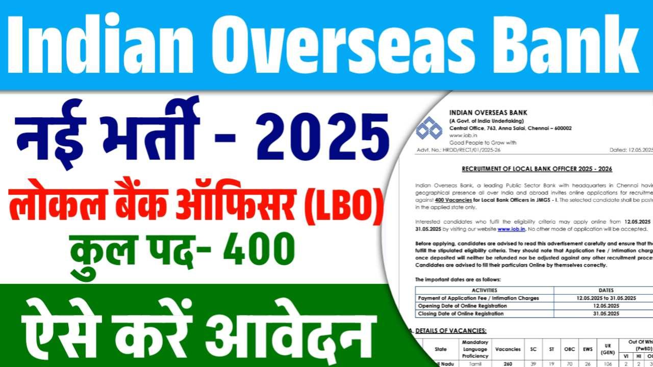 Indian Overseas Bank LBO Vacancy 2025