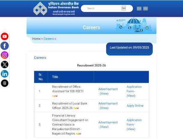 Indian Overseas Bank LBO Vacancy 2025