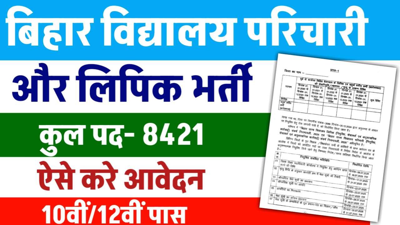 Bihar Vidyalaya Parichari Lipik Vacancy 2025