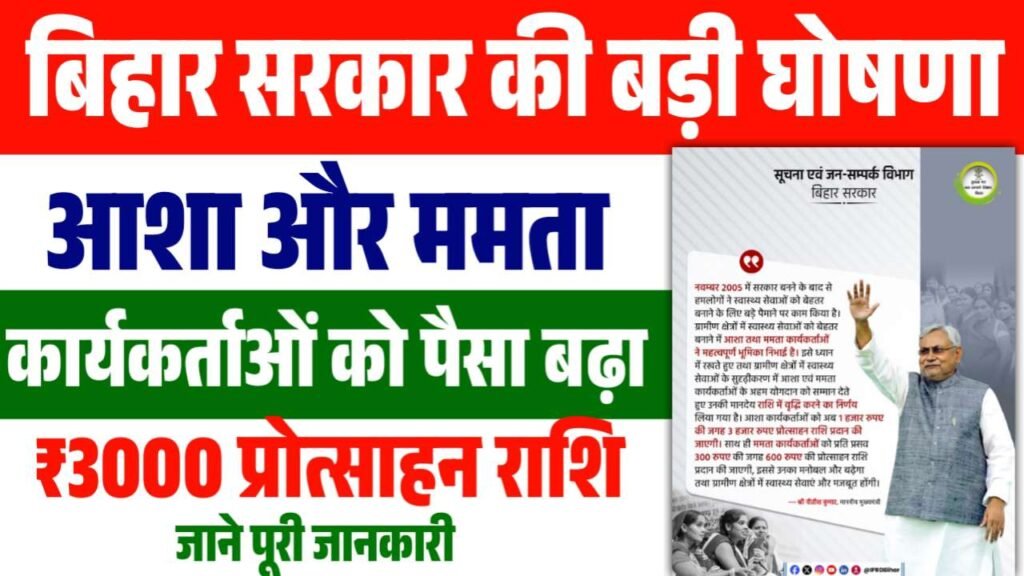 Bihar Asha And Mamta Workers Salary Increase