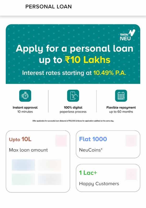 Tata Neu Personal Loan Apply