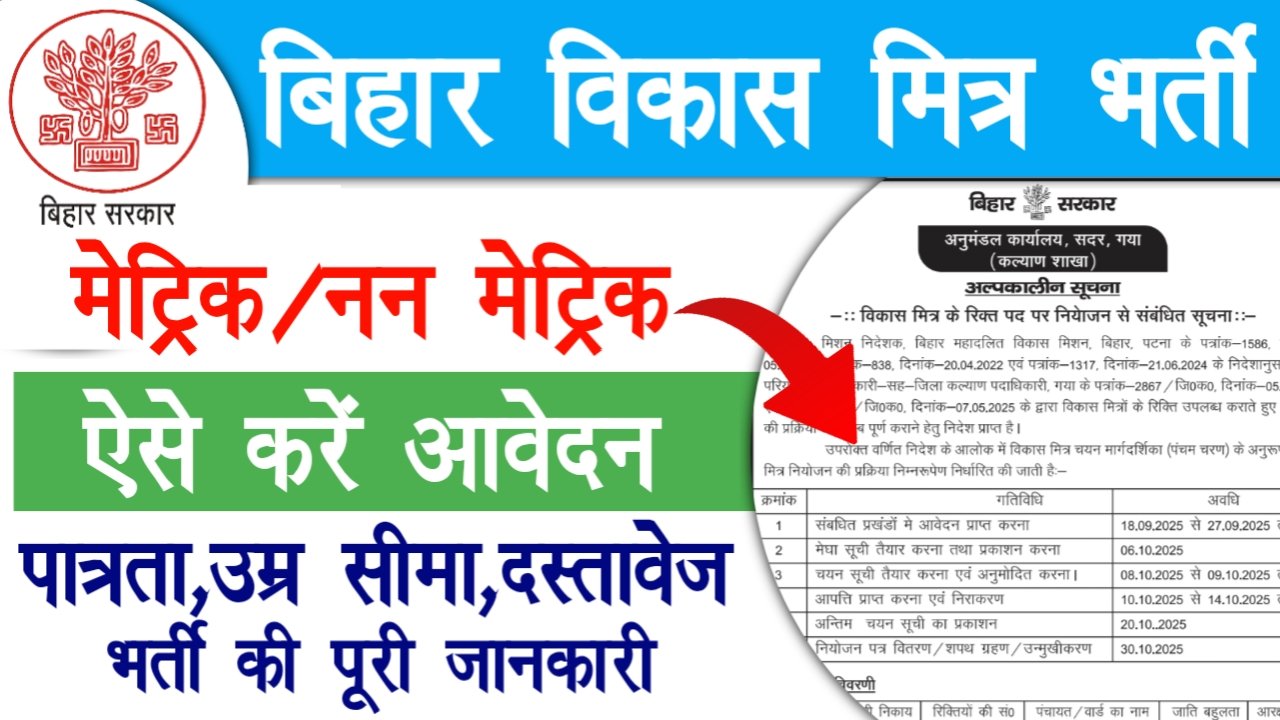 Bihar Vikash Mitra Vacancy 2025 Gaya