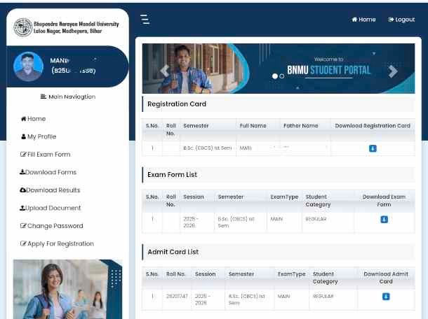 BNMU UG 1st Semester Admit Card 2025