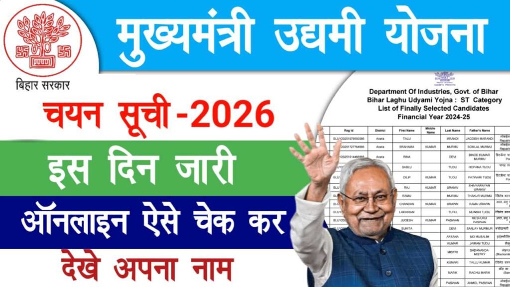 Mukhymantri Udyami Yojana Selection List 2026