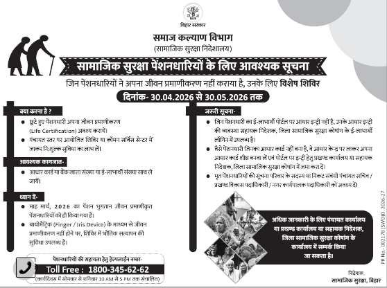 Bihar eLabharthi Pension E KYC New Update 2026