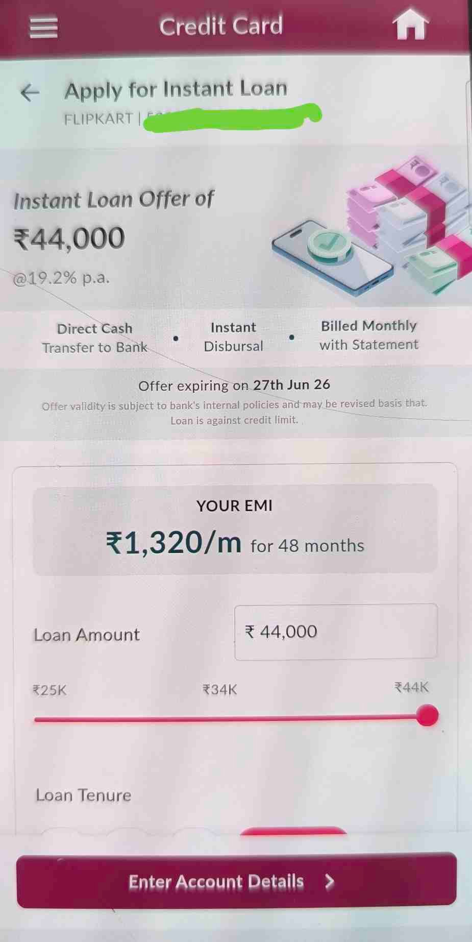 Flipkart Credit Card Pre Approved Personal Loan
