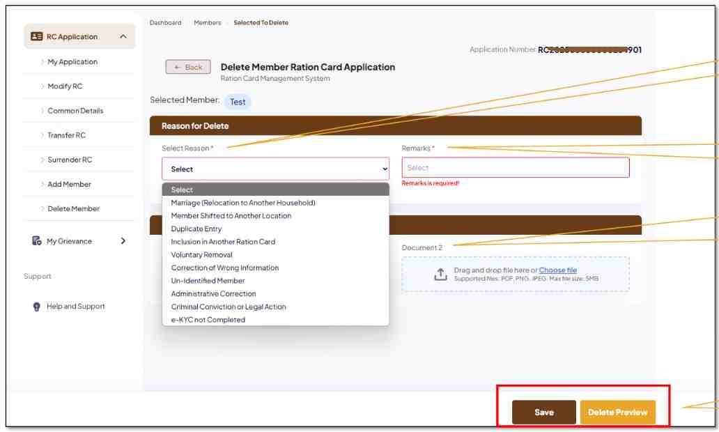 Smart PDS Ration Card Member Delete 2026