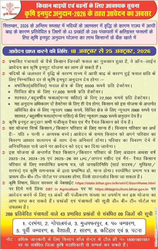 Krishi Input Anudan Apply 2026